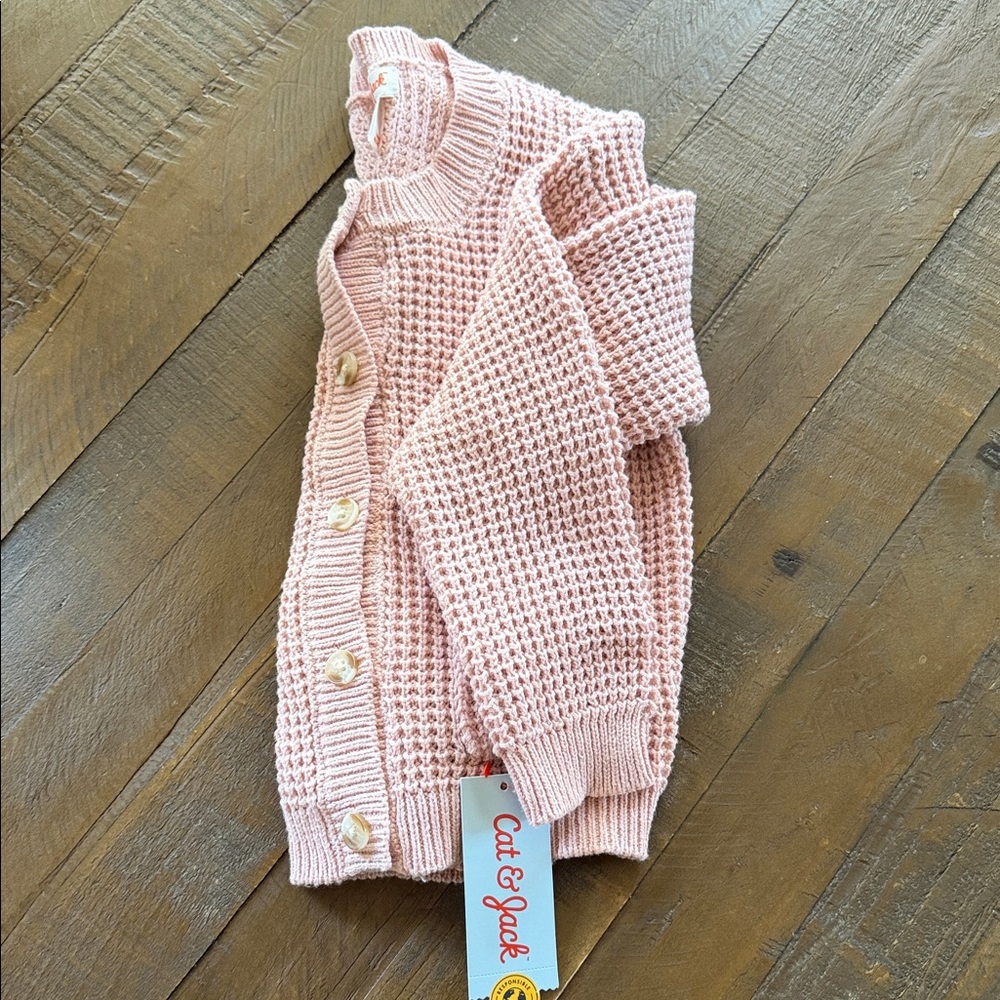 Cat & Jack Blush Pink Waffle Knit Cardigan